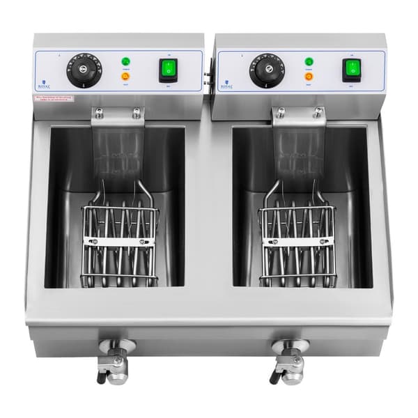 Sähkökäyttöinen kaksinkertainen rasvakeitin hanalla 230 V 2 x 3000 W 2 x 10 L