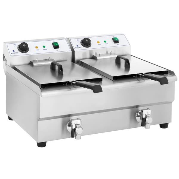 Frituregryde, to-kammer frituregryde med vandhaner, 230V 2x16L