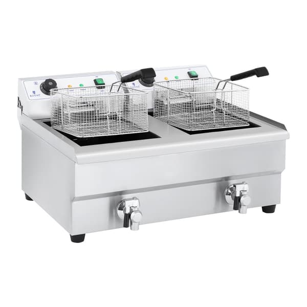 Frituregryde, to-kammer frituregryde med vandhaner, 230V 2x16L