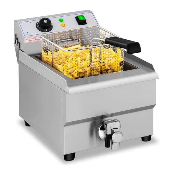 Elektrisk cateringfrituregryde med vandhane 230 V 3500W 16 L