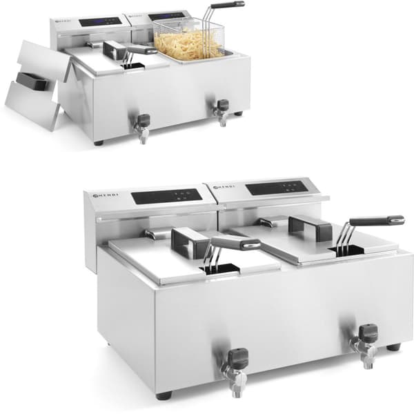 Mastercook digital panelfritös med kran 2x8L 2x3500W Rostfritt stål