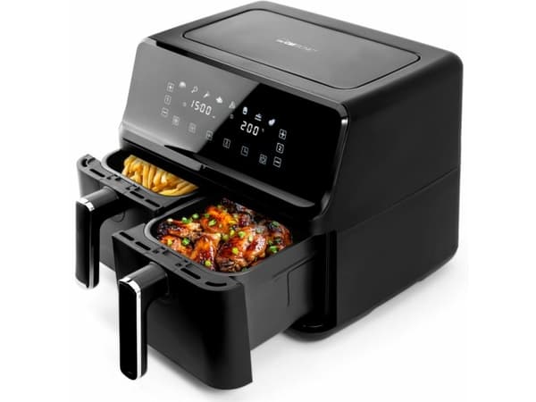 Clatronic FR 3804 H, Varmluftsfrityr, 8 l, 80 °C, 200 °C, Dobbel, Sort Sort