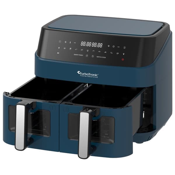 TurboTronic DAF6W Double Airfryer XXL med fönster - 9 Liters - Blå