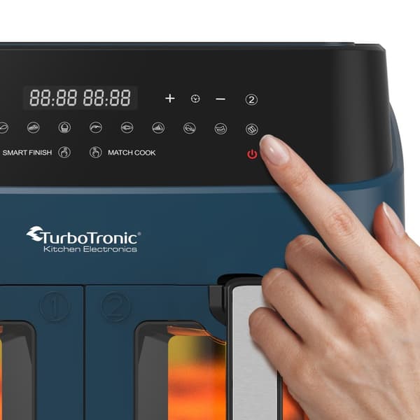 TurboTronic DAF6W Double Airfryer XXL med fönster - 9 Liters - Blå