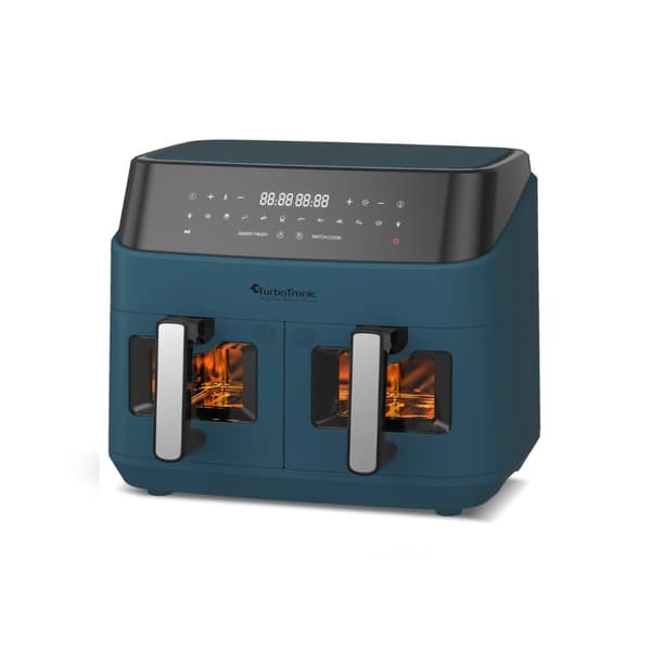 TurboTronic DAF6W Double Airfryer XXL med vindue - 9 Liter - Blå