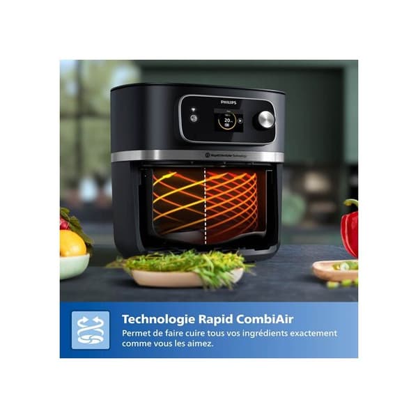 Fritös - Philips - 7000 Series Airfryer Combi XXL - 8,3L - Ansluten - Vit/Svart