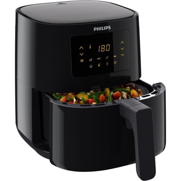 Philips Essential Airfryer, 13 förinställda funktioner, diskmaskinsäkra element, 0,8 kg, svart (HD9252/90)