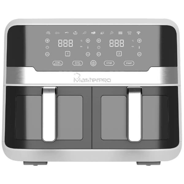 MasterPRO Rocket Duo 2400W varmluftsfritös med display, svart indikatorlampa, silver