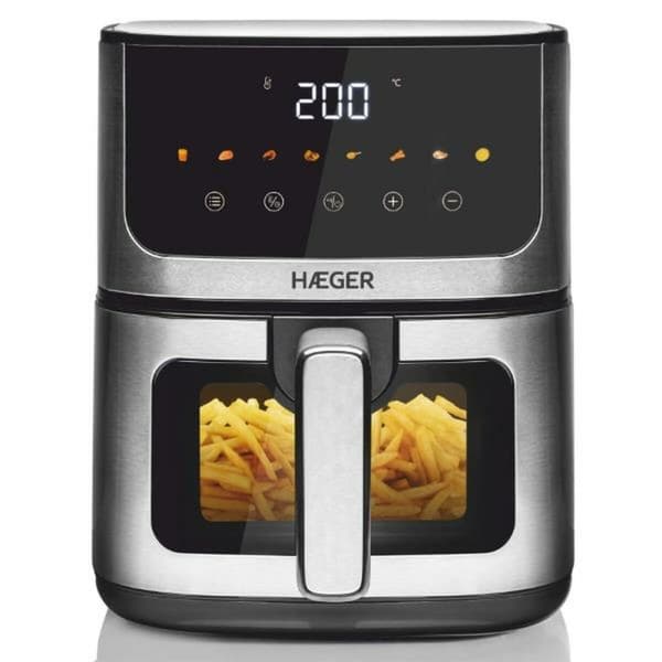 Airfryer Haeger Magic Window Harmaa 1400 W musta, Hopea