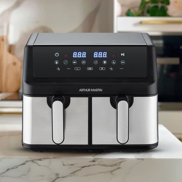 Oljefri fritös - ARTHUR MARTIN - Airfryer - 2 tankar på 4,5L - 2000W - 8 program