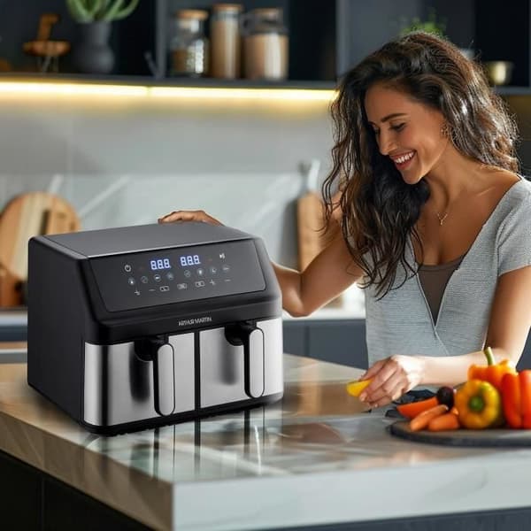 Oljefri fritös - ARTHUR MARTIN - Airfryer - 2 tankar på 4,5L - 2000W - 8 program