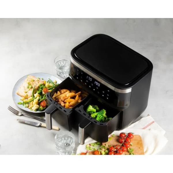 DOMO varmluftsfritös - DO537FR - 2 x 4 L - 85° till 200° - 8 automatiska program