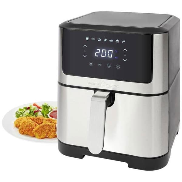 Profi Cook PC-FR 1269 H Varmluftsfritös 1800 W rostfritt stål, svart Svart, Rostfritt stål