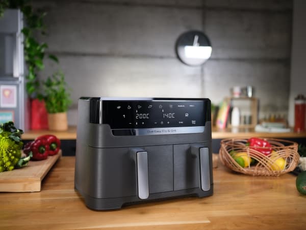 Tefal Dual Easy Fry & Grill EY905B, kuumailmagrilli, 8,3 L, Kiina, tupla, harmaa, kosketus