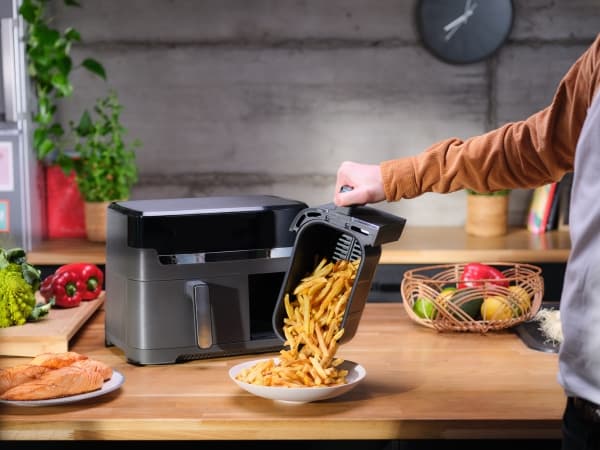 Tefal Dual Easy Fry & Grill EY905B, kuumailmagrilli, 8,3 L, Kiina, tupla, harmaa, kosketus