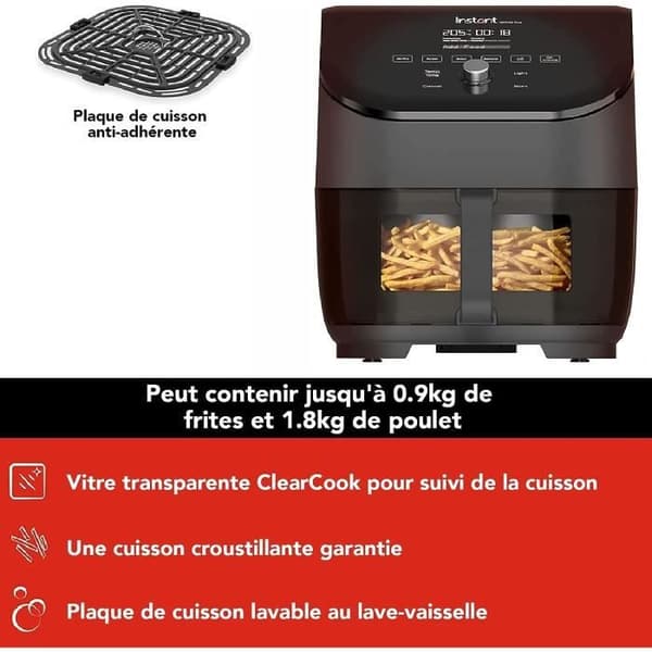 Instant Pot Vortex Plus 1700w, 6 i 1 oljefri fritös med transparent glas - Air Fryer, stek, bakverk, grillfunktioner