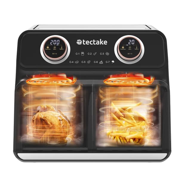 Airfryer Samurai, 2 rum, 7 programmer, 2400W - sort