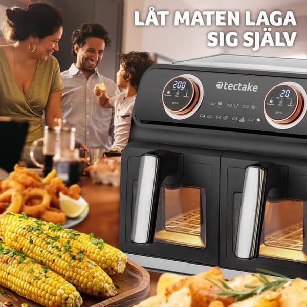 Airfryer Samurai, 2 kokkammare, 7 program, 2400W - svart