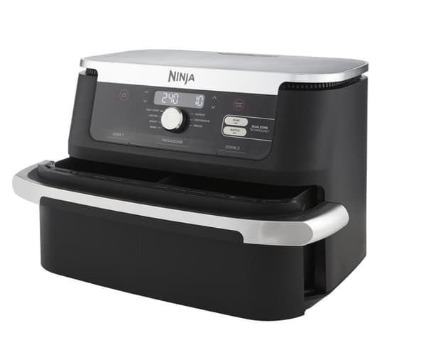 Ninja AF500EU fritös Dubbel 10,4 L Fristående 2470 W Varmluftsfritös Svart, Rostfritt stål Svart, Rostfritt stål