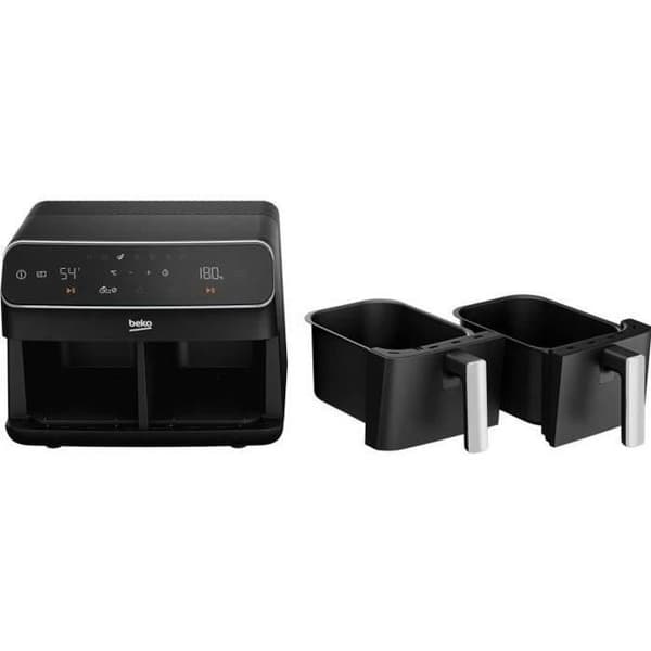 Multifunktion varmluftsfritös - BEKO - FRL5388B - 2400 W - 8,5 L för 2 kg pommes frites - 2 tankar (2x 4,5 L) - Svart