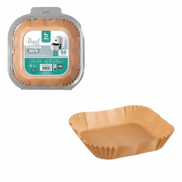 Papper för luftfritös Best Products Green 730226 16 x 16 x 4,5 cm Fyrkantig 50 antal