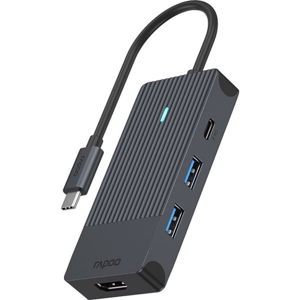 Rapoo USB-C 4in1 Multiport Adapter Sort Sort