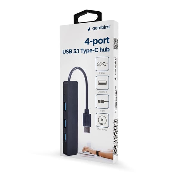 Gembird Gmb Hub USB-C 4-portars U3p4-01