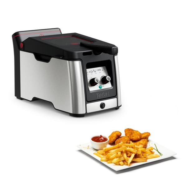 Clear Duo, Semi-professionell fritös, Mindre rök och dofter, XL anti-dim fönster Svart, Rostfritt stål