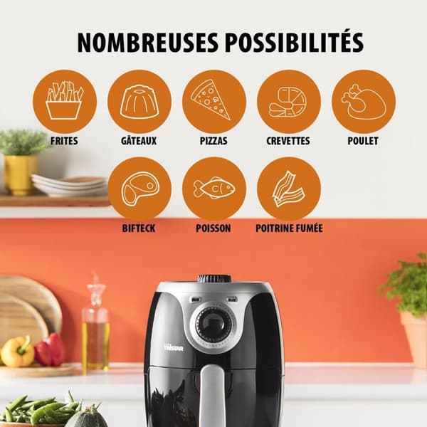 Tristar FR-6980 oljefri fritös - Airfryer - 500 g pommes frites - Analog kontrollpanel - 2 L - Svart
