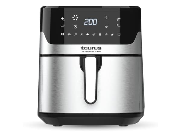 Taurus Air Fry Digital 7S Wall, Varmluftsfritös, 6,5 l, 1,3 kg, 80 ° C, 200 ° C, 60 min Svart, Rostfritt stål