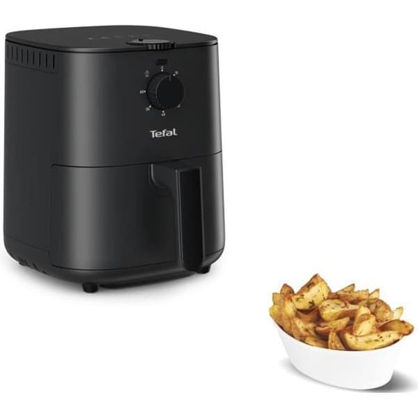TEFAL EY130815 Elektrisk oljefri fritös, varmluftsteknik, 3,5 l kapacitet, kompakt, hälsosam och krispig matlagning, svart