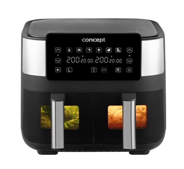 Air Fryer smörjfri dubbelfritös 8L FR8000 Svart, Silver