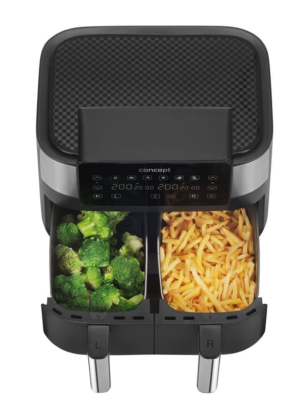 Air Fryer smörjfri dubbelfritös 8L FR8000 Svart, Silver