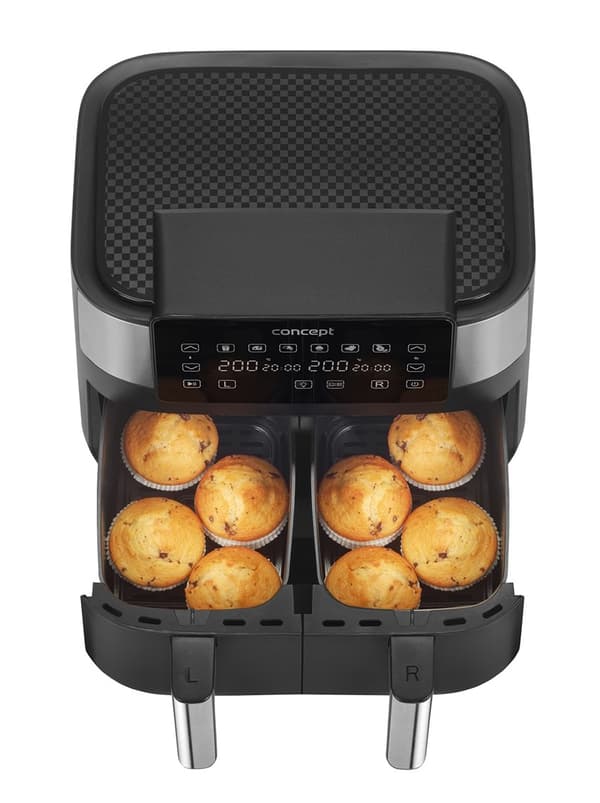 Air Fryer smörjfri dubbelfritös 8L FR8000 Svart, Silver