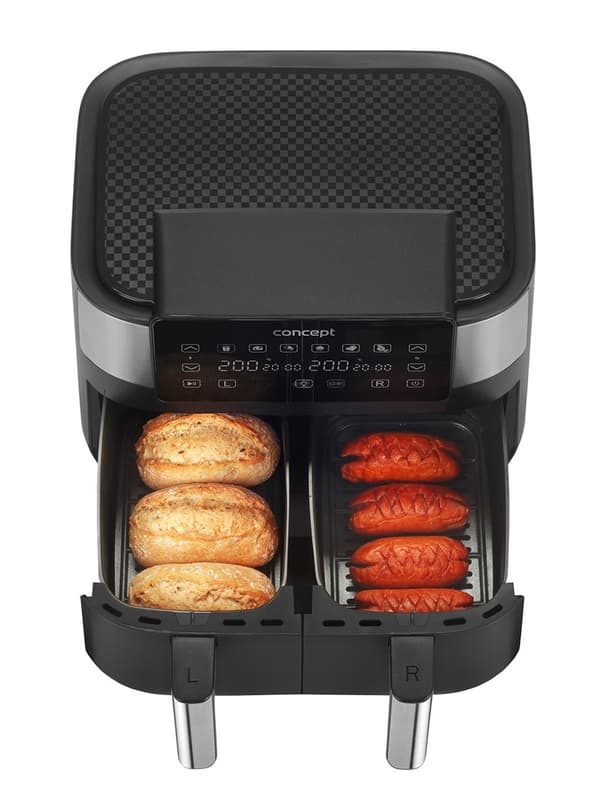 Air Fryer smörjfri dubbelfritös 8L FR8000 Svart, Silver
