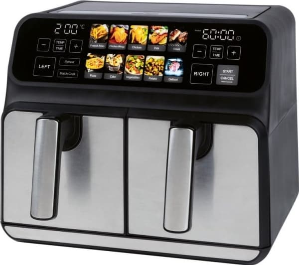 ProfiCook PC-FR 1287 H, Varmluftsfrityr, 8 l, 50 °C, 200 °C, Dobbel, Sort, Rustfritt stål