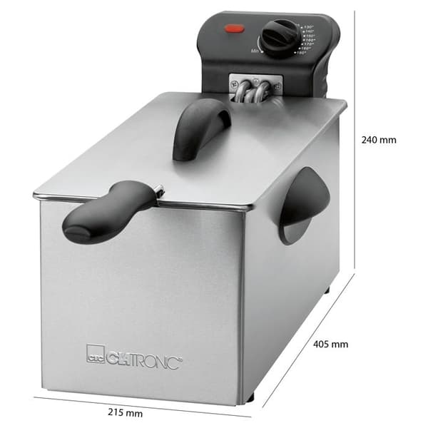 Clatronic FR 3586 3L fritös i rostfritt stål - Grå - 2000 Watt - Variabel temperatur