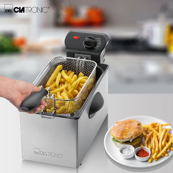 Clatronic FR 3586 3L fritös i rostfritt stål - Grå - 2000 Watt - Variabel temperatur
