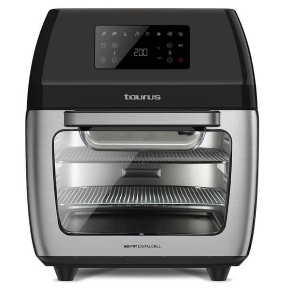 Luftfritös - TAURUS - Digital Grill med luftfritös - 1700 Watt - 12 Liter - Digital pekskärm Svart
