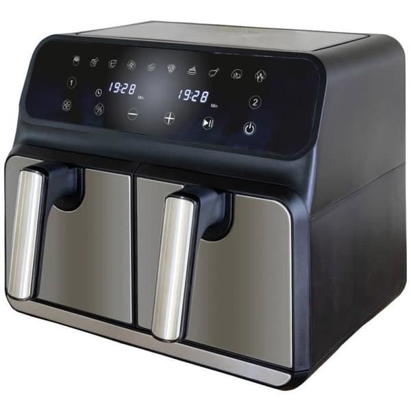 Unold TWIN ZONE varmluftsfritös 1700 W 2 separata termostater svart, rostfritt stål Svart, Grå