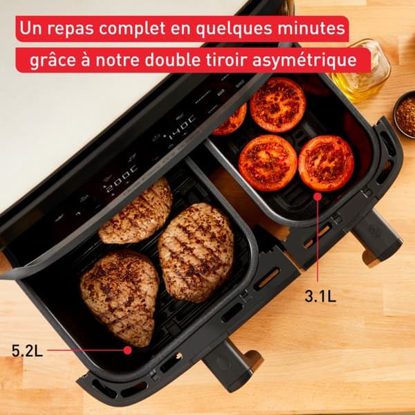 Varmluftsfritös - Tefal - Dual Easy Fry &amp; Grill - 2700W - 8,3L - 70 % mindre energi