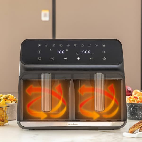 BEGAGNAD Luftfritös InnovaGoods Svart 3400 W 8 L Rostfritt stål (Renoverade A)