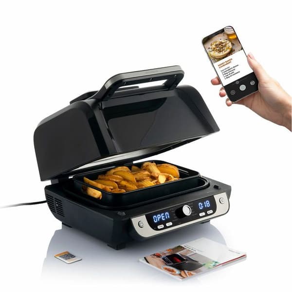 Air Fryer med grill, tillbehör och receptbok InnovaGoods Air Fryer Fryinn 12-i-1 6000 Svart Stål 6 L 3400 W