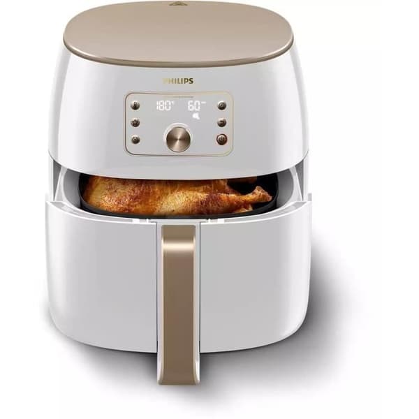 Philips AirFryer XXL Premium, 1,4 kg, 6 portioner, LCD-skärm, teknik för fettreducering, vit (HD9870/20)