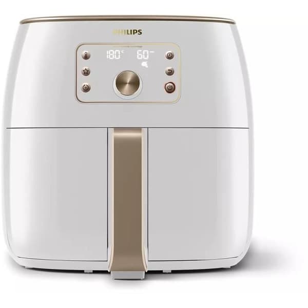 Philips AirFryer XXL Premium, 1,4 kg, 6 portioner, LCD-skärm, teknik för fettreducering, vit (HD9870/20) Champagne, Vit