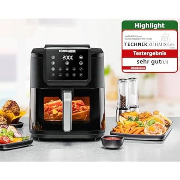 Varmluftsfritös - ROMMELSBACHER - FRH 1700 - Kapacitet 8L - 1000g pommes frites - Temperatur upp till 200°C