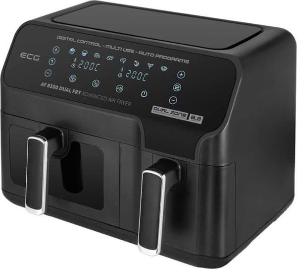 Ecg AF 8300 Dual Fry Hot Air Fryer, 5,2 L + 3,1 L, Temperaturinställning 80-200°C, 60 min timer- USED