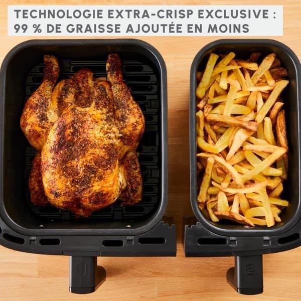 TEFAL Easy Fry Dual Oljefri fritös, Kapacitet 8,3 L, 8 personer, 2 lådor, 7 program, Pekskärm, luftfritös EY901N10