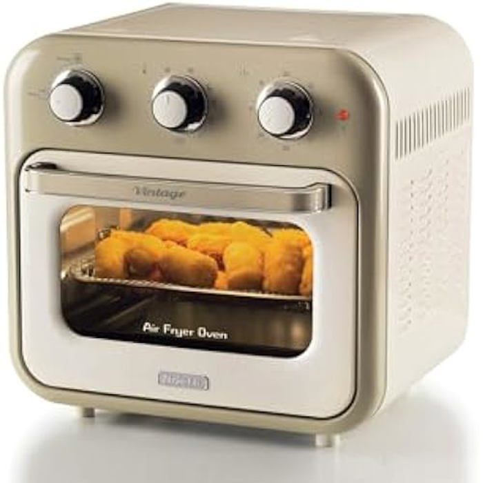 Ariete 4632 Vintage Air Fryer och ugn, Retrò1400 W,2 i 1, Kapacitet 16 L, Tillbehör ingår,60 minuters timer, Dubbel