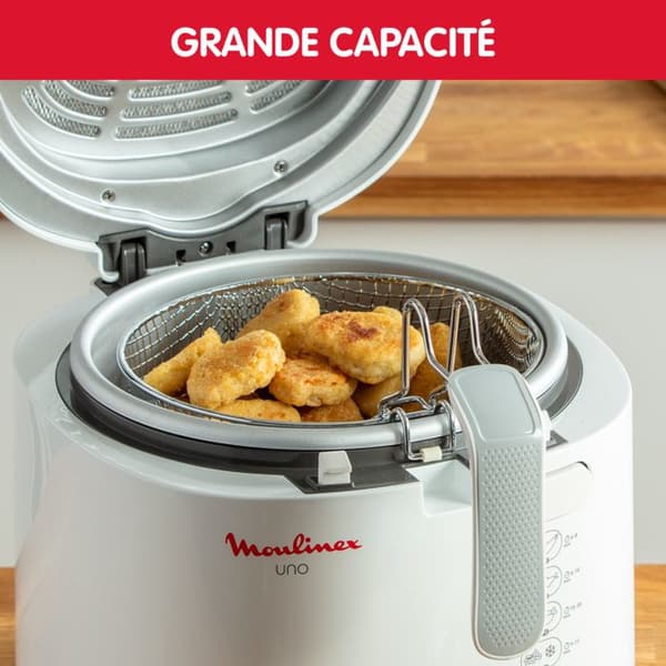 MOULINEX Uno Elektrisk fritös, 1 kg, 4 personer, kompakt, avtappningsläge för att minska mängden olja AF203110
